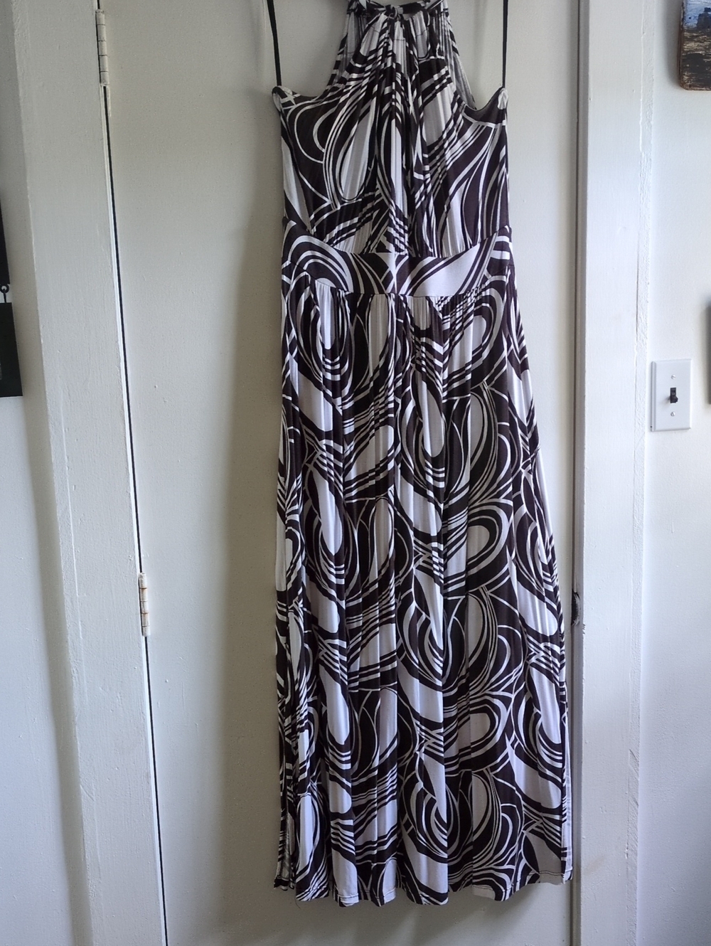 Banana Republic White and Brown Patterned Dress